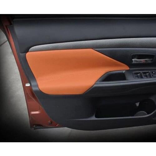Car-Styling doors Armrest handle panel cover decoration Trim leather skin cover case for Mitsubishi Outlander 2013-2017