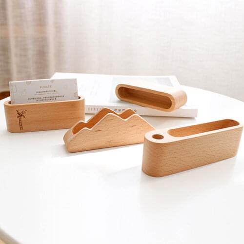 Wooden Desktop Storage Box Organizer Business Bank Card Holder Credit Card Name ID Card Storage Case For Home Office