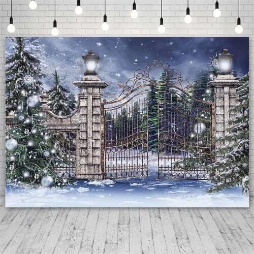 Avezano Photography Backdrops Merry Christmas Tree Winter Snow Bokeh Wonderland Forest Pine Child Patio Background Photo Studio