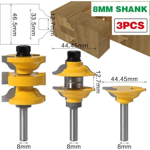 3pcs/set 8mm Shank Entry & Interior Door Ogee Matched Wood Router Bit Sets Tungsten Carbide Milling Cutters For Wood