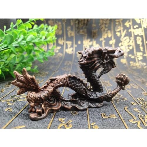 CHINA antique brass fengshui Dragon small Statue Metal crafts family decorations statuette pandent