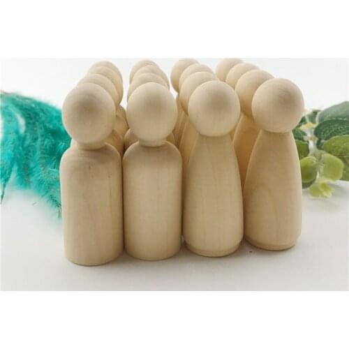 20Pcs Men Woman Mixed Plain Blank Natural Wood People Peg Dolls Kids DIY Waldorf Toy Blocks Educational Toy for Children Gifts