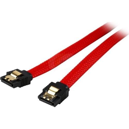 Red Sleeved 18 inch Premium 6Gb/s SATA3 DATA cable w/ Gold Plated latch Locking for SATAIII 6Gbps HDD Hard Drive Disk/ SSD
