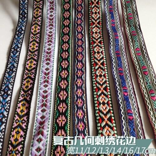 Lace Accessories Decoration Handmade DIY Ethnic Style Geometric Jacquard Ribbon Embroidery Woven Fabric for Dress