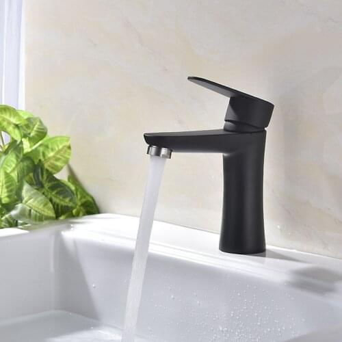 Black White Brushed Bathroom Basin Faucet SUS304 Stainless Steel Tap Cold and Hot Water Mixer Single Hole Mounted Hight Quality