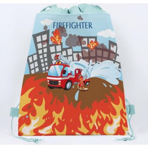 10pcs 34X27cm Firefighters Theme Gifts Bags Non-woven Candy Bags Baby Shower Birthday Party Gifts Backpack Party Decorations