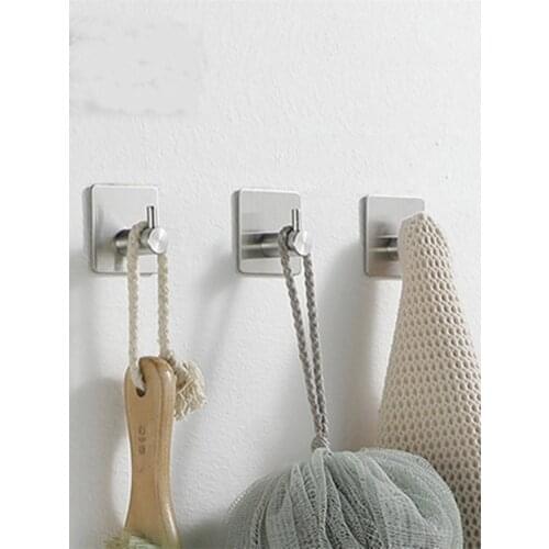 Aluminum Hook Self Adhesive Home Wall Door Storage Hooks Multi-Purpose Clothes rack Hanger Towel hooks For Bathroom Kitchen
