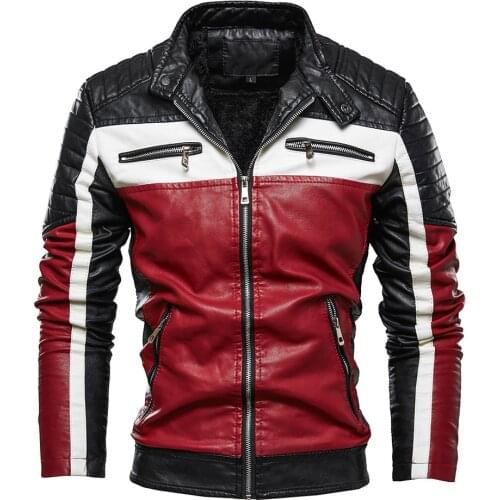 Mens Leather Jackets Mens Motorcycle Leather Jacket Men Winter Warm Patchwork PU Leather Jacket Male Clothing casacos de couro