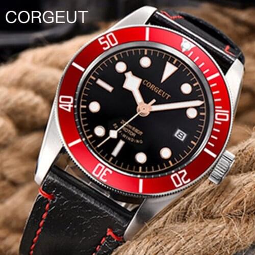 ORGEUT Men Mechanical Diving Watch Sapphire Glass Luminous 100m Waterproof Sports Watch Calendar Citizen Movement Reloj de hombr
