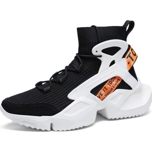 Mens sock Sneakers Knit Upper Breathable Sport Shoes High Top Mens Shoes Large Size Running Shoes For Men Chunky Shoes