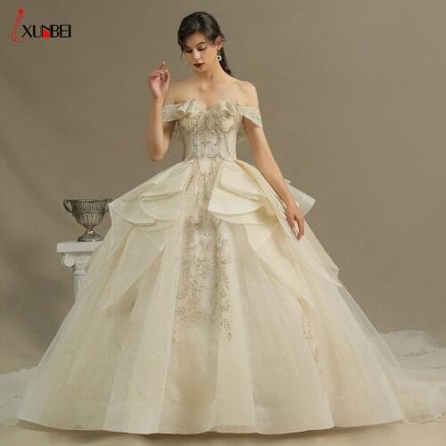 2021 New Real Big Ball Wedding Dresses Crystal Beads Lace Beads Wedding Dresses Vestido De Noiva Mariage Bridal Gown Luxurious