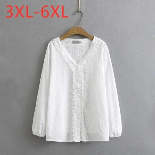 New 2021 Ladies Spring Autumn Plus Size Tops For Women Large Blouse Long Sleeve Loose Casual Cotton Button Shirt 3XL 4XL 5XL 6XL