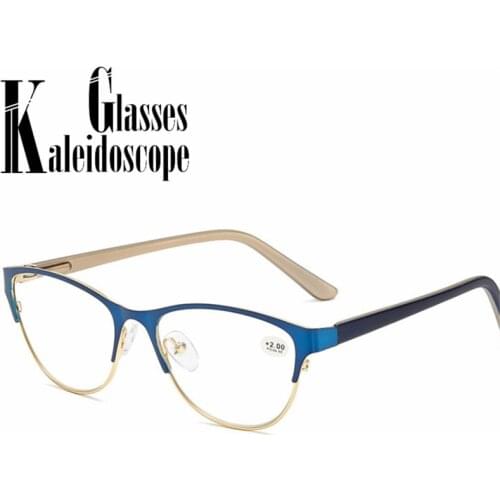 Cat Eye Reading Glasses Women Men Alloy Half Frame Hyperopia Glasses High-end Casual Spectacles +1.0 +1.5 +2.0 +2.5 +3.0 3.5