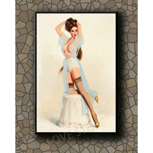 P224 Vintage Beautiful Pin-up Girl Classic Picture 349 Silk Fabric Poster Art Decor Indoor Painting Gift