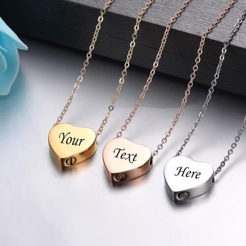 Custom Stainless Steel Jewelry Wholesale Or Retail Heart Urn Necklace Memorial Ashes Pendant Jewelry Keepsake For Women