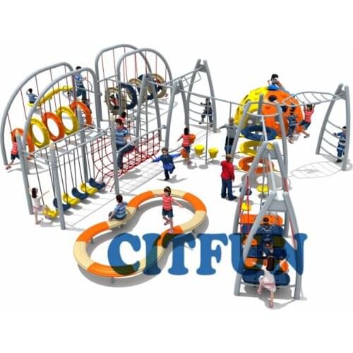 Colorful combination amusement park, rope climb fitness playground structure OP18-241A