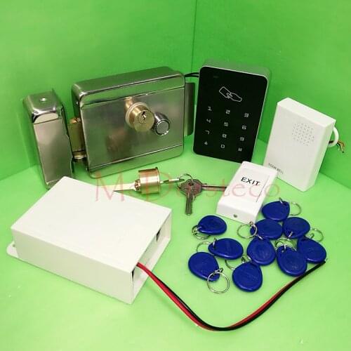 DIY Full 125khz rfid Card door Access Control Kit +Electric rim lock+ 12V3A Power Supply Press Keypad Door Access Control System