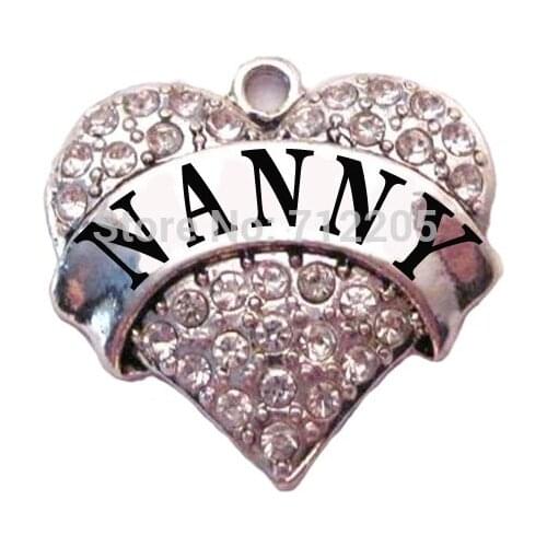 Rhodium plated fashion NANNY Clear Crystal Heart Family Pendant(P100192)