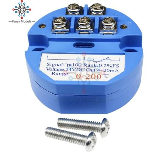 RTD PT100 DC 24V Temperature Sensor Transmitter 0-200 Degree Range Temperature Sensors