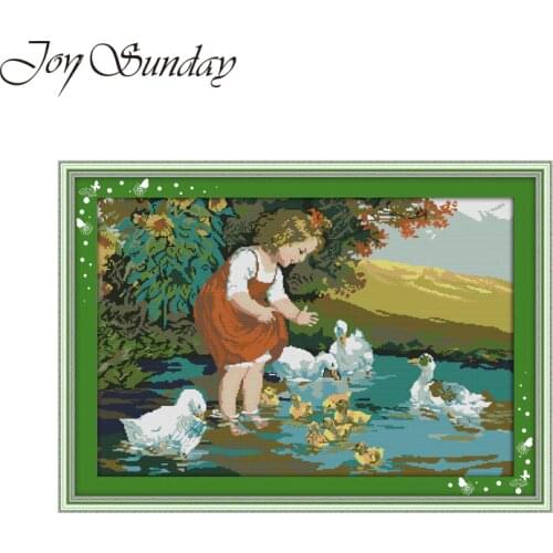 Counted Cross Stitch Printed Canvas Little Girl Patterns 11CT 14CT Aida Fabric DMC Embroidery Kits Home Decor Needlework Sets