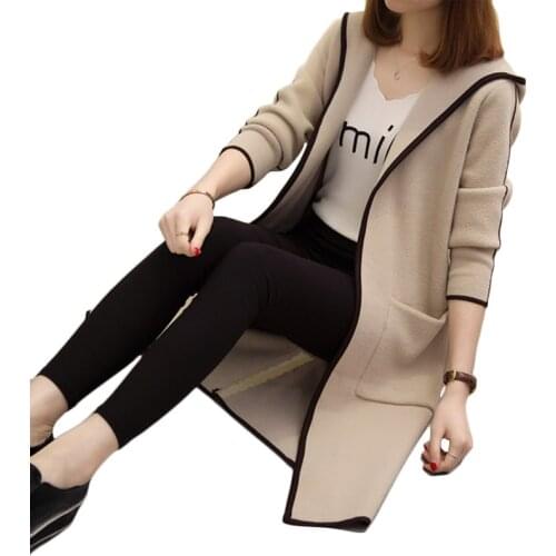 Woolen coat female long section South Korea new autumn and winter hooded double-sided cardigan scorpion cloak coat tide