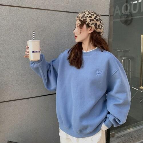 Blue Fake Two Piece Sportswear Womens Spring And Autumn New Korean Version Loose And Lazy Design Top