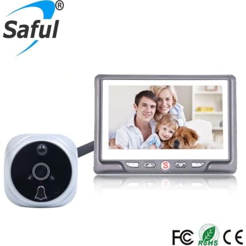 Saful 4.3 Inch LCD Peephole Camera Infrared Night Vision Motion Detect Digital Door Peephole Viewer Video Recording Door Camera