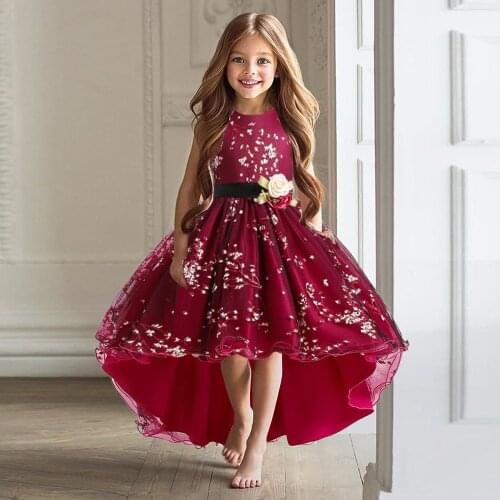 Vintage Flower Wedding Birthday Dresses For Girls 3-12 Y Elegant Party Christening Children Formal Pageant Dress Kids Clothes