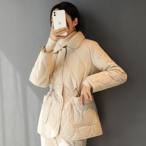 Winter New Fashion Women Long Sleeve Turn-down Collar Velvet Plus Parkas Jacket Casual Outfit Loose Coat 2021