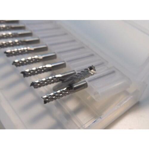 10pc 3.175mm 1/8" Shank 0.5-2.1/2.4/2.5/3.0/3.175mm Carbide End Mill Engraving Bits CNC PCB Machinery