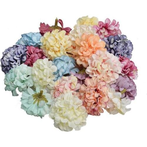 10PCS 4.5CM Handmade Hydrangea Head Flower Head Aritificial Flowers Silk Flowers