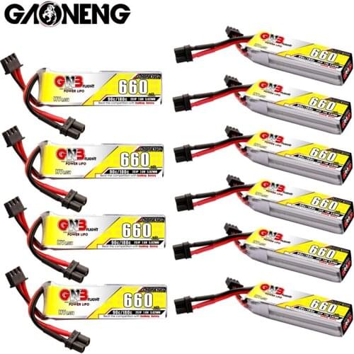 10Pcs/Set GAONENG GNB 2S 7.6V 90C/180C 660mAh HV Lipo Battery XT30U-F Plug for Happymodel FPV Racing Cine Whoop BetaFPV RC Drone
