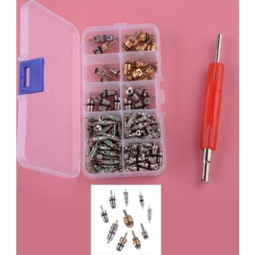 134Pcs Protable AC Valve Core For R134A Air Conditioning Assortment Kit with Remover fit for Buick Series Beverly Jetta Volvo VW