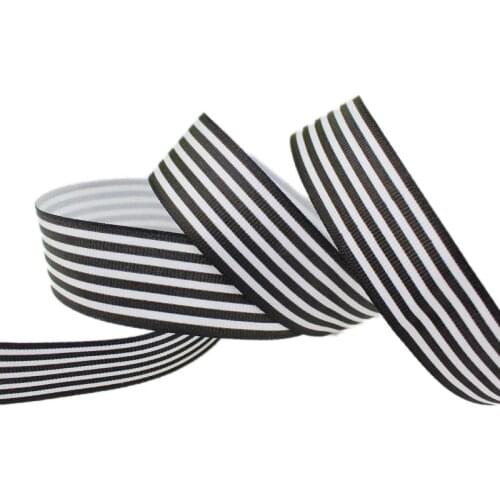 20 yards/lot) 1'' (25mm) Black and White Stripe grosgrain ribbon printed gift wrap decoration ribbons