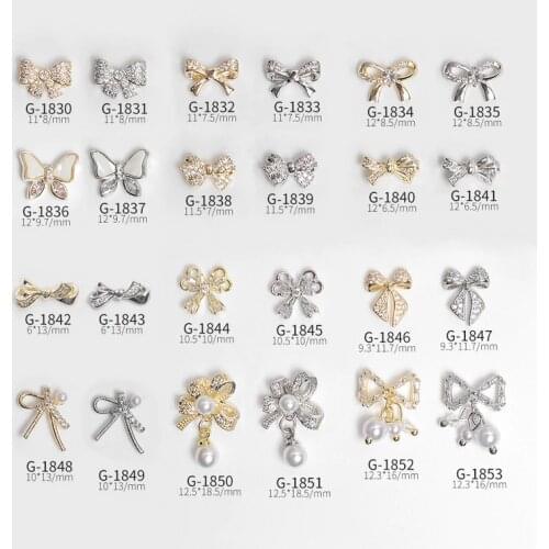 3PCS, Nail Art Bowknots Alloy With Pearls Zircon Rhinestones For Nail Tips Decorations