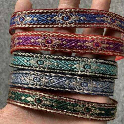 45Y 5/8" 15MM Classic Vintage Ethnic Embroidery Ribbon Boho Lace Trim DIY Clothes Bag Accessories Embroidered Fabric