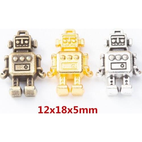 50pcs 12*18MM Antique silver color gold robot charms vintage alloy pendants for bracelet earring necklace diy jewelry making
