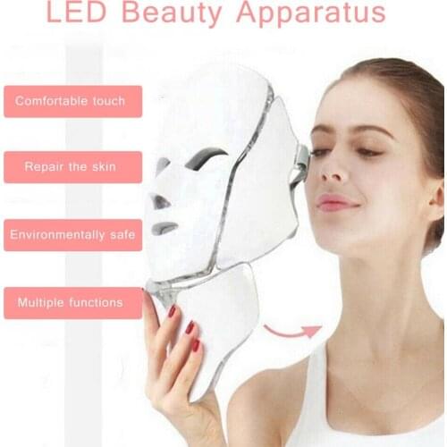 7 Color LED Facial Mask Photon Skin Rejuvenation Therapy Face Neck Mask Infrared Light Whiten Repair Skin Acne Removal Mask