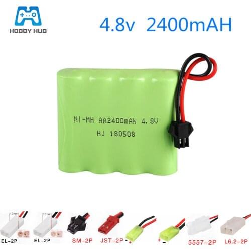 Rechargeable 4.8v 2400mah battery For RC car ship Tanks robots Electric toys 2400 mah Ni-MH 4.8 v Battery lighting 4.8 v nimh AA