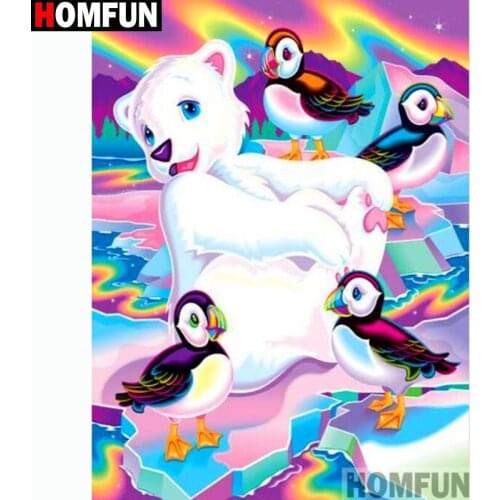 HOMFUN Full Square/Round Drill 5D DIY Diamond Painting "Bear bird" Embroidery Cross Stitch 5D Home Decor Gift A14729