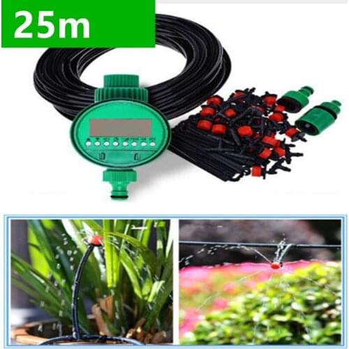 25m Diy Micro Drip Irrigation System Plant Self Automatic Watering Timer Garden Hose Kits With Adjustable Dripper Bh06