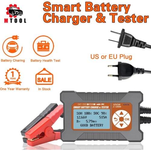 Car Battery Tester Full Automatic Car Battery Charger With LCD Screen intelligent Smart12V/3A 2-120AH Battery Charger and Tester