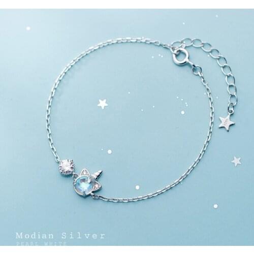 Modian Sparking AAA Zircon Link Chain Bracelet for Women 925 Sterling Silver Colorful Crystal Unicorn Braccelet Fine Jewelry