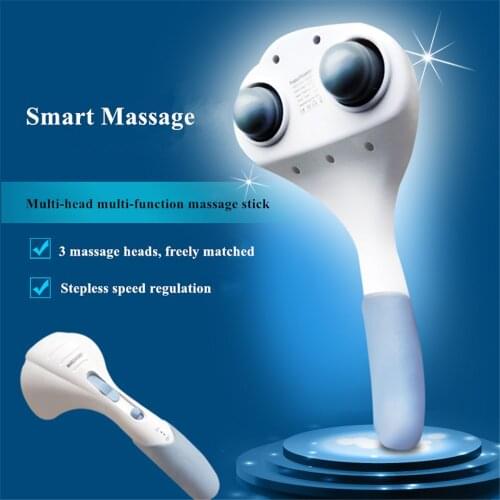 Electric Handheld Massager Hammer Vibrating Infrared Double Head Neck Back Body Cervical Vertebra Relax Burn Fat Stick Roller