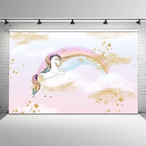Unicorn Backdrop for Photography Rainbow Newborn Baby Shower Customize Background for Photo Booth Studio Party Customize Decorat
