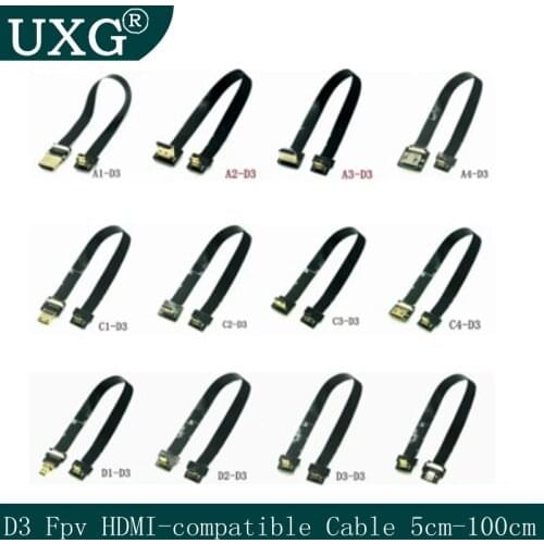 FPV Dual Up Angled 90 Degree HDMI-compatible-Type A Male To Male HDTV FPC Flat Cable For Multicopter Aerial Photography10CM-50CM