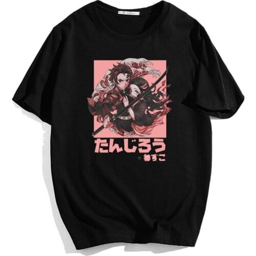 Demon Slayer: Kimetsu no Yaiba Printing T-shirt for Women Men Cotton Summer Loose Base Casual Short Sleeve T-Shirts