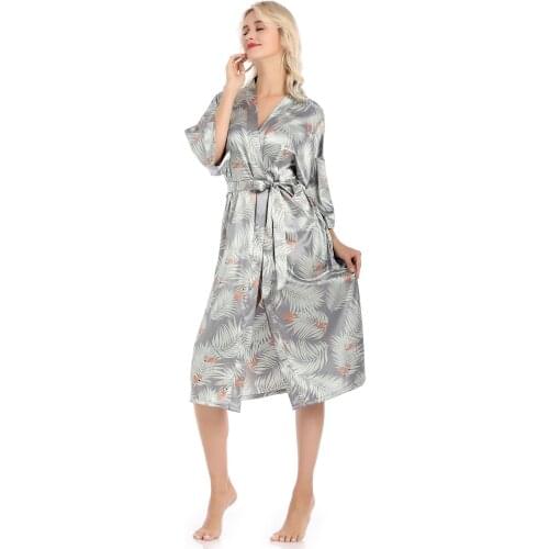 Bride Bridesmaid Dressing Gown Women Robe Sexy V-Neck Print Animals Long Sleepshirts Summer Rayon Kimono Bathrobe Home Clothes