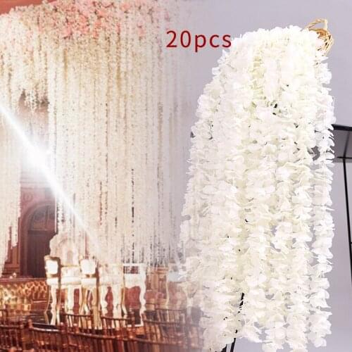 20x1M Artificial Silk Fake Flowers Wedding Wisteria Hanging Beancurd Rattan String Simulated Cattleya Skewer Ivy Garland Vine