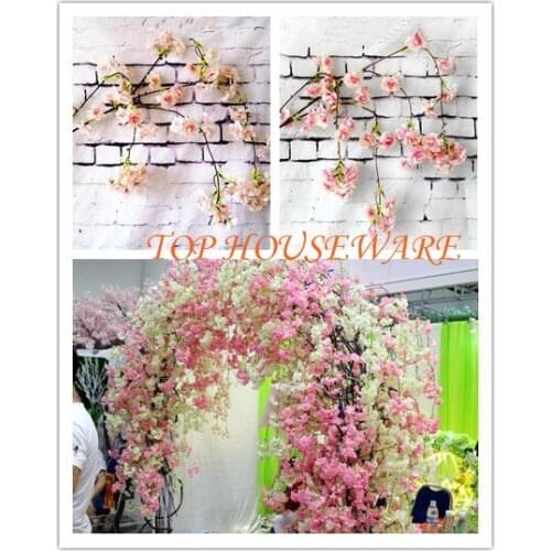10pcs Artificial Silk Oriental Cherry Sakura Flower For DIY Wedding Arch Tree Supermarket Decoration Single Fake Flowers